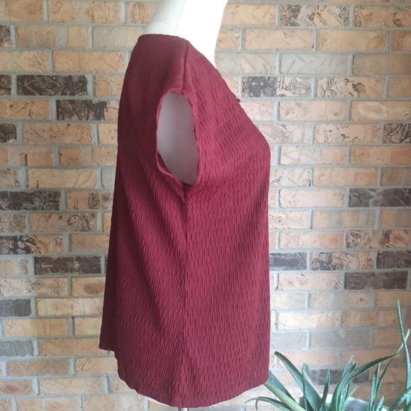 Joanna Vintage Crinkle Blouse Burgundy Red M - Picture 3 of 6